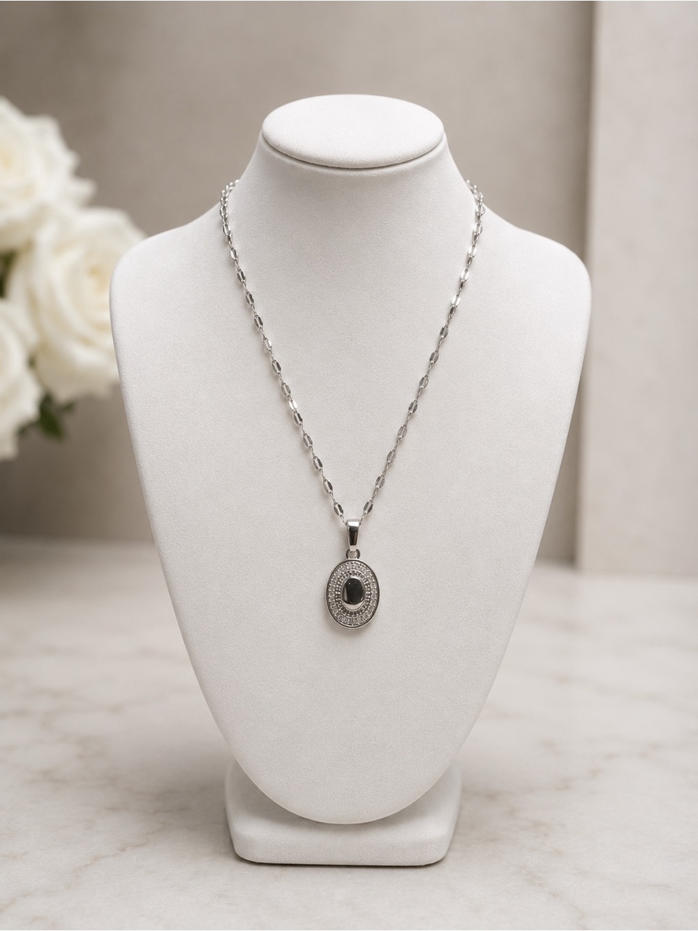 WHITE GOLD FILLED Cowboy Hat with CZ Stones Necklace